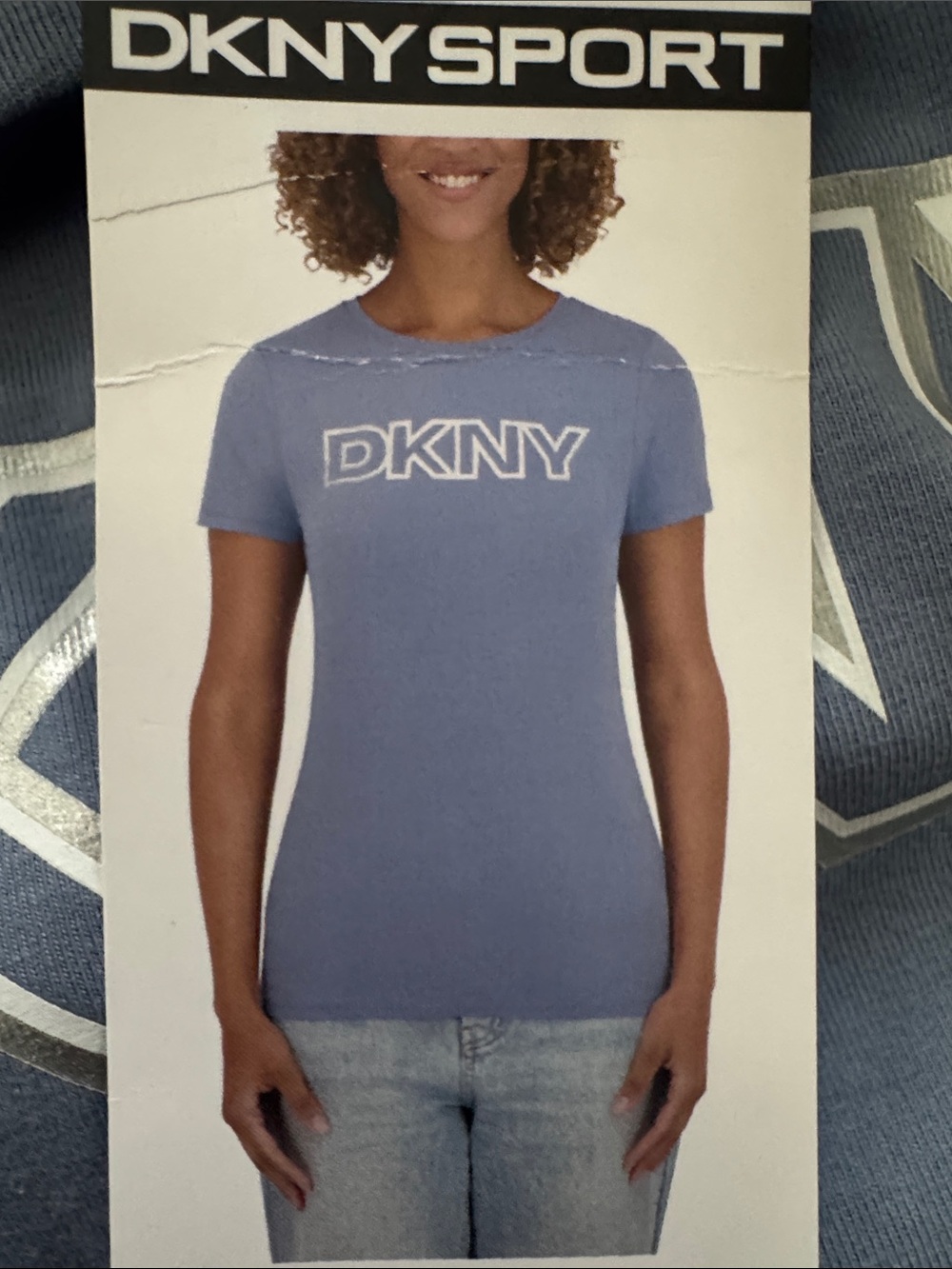 DKNY Lavender-Blue Logo Short Sleeve Tee